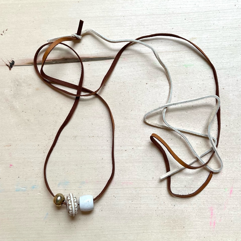 Handmade Necklace | Dithyrambic One Of A Kind Leather Vintage Bead Necklace